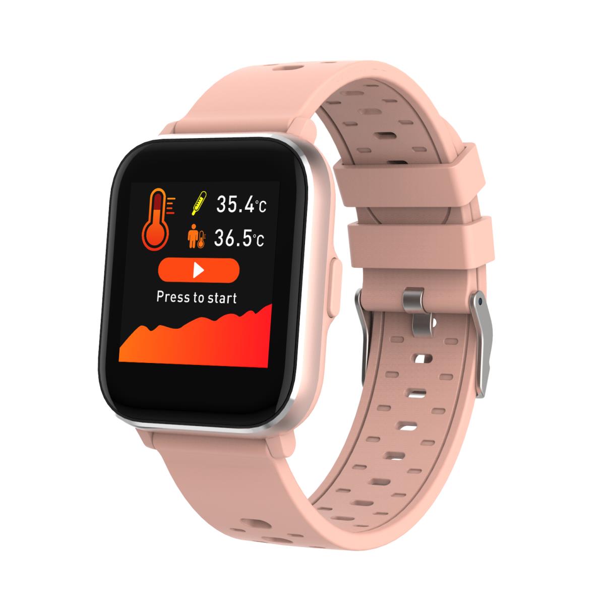 Smartwatch Sw-162 Bluetooth With Body Temperature Sensor And Heart Rate Sensor Pink