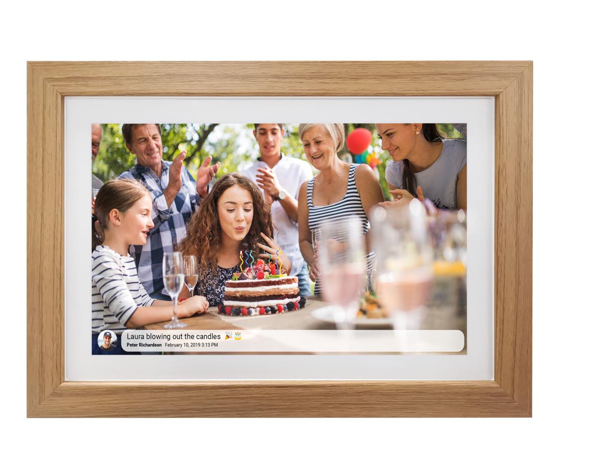 Digital Photo Frame Frameo Pff-1542l 15.6in Fhd IPS Screen Wooden Frame