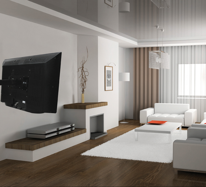 Single Arm Flat Screen Wall Mount With Tilt And Swivel