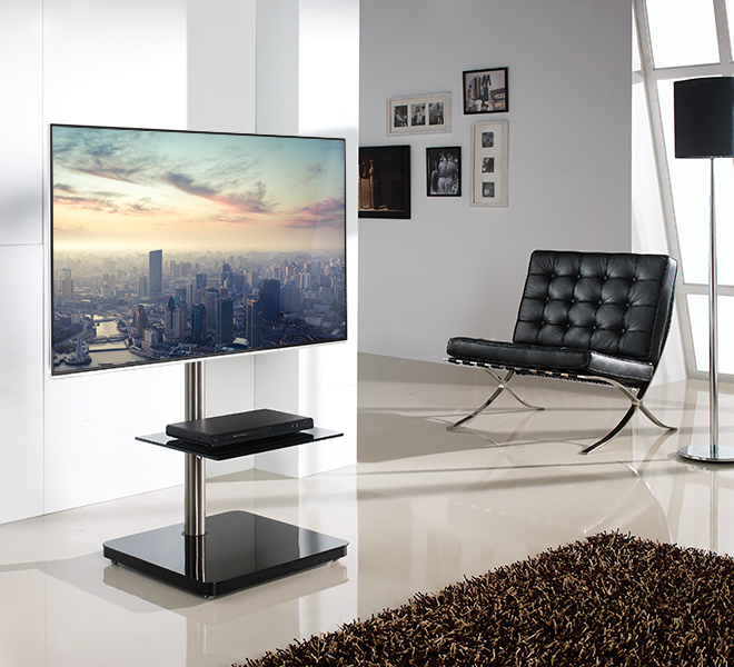 Flat Screen Tv Stand With Square Base Max Weight 30kg - Black