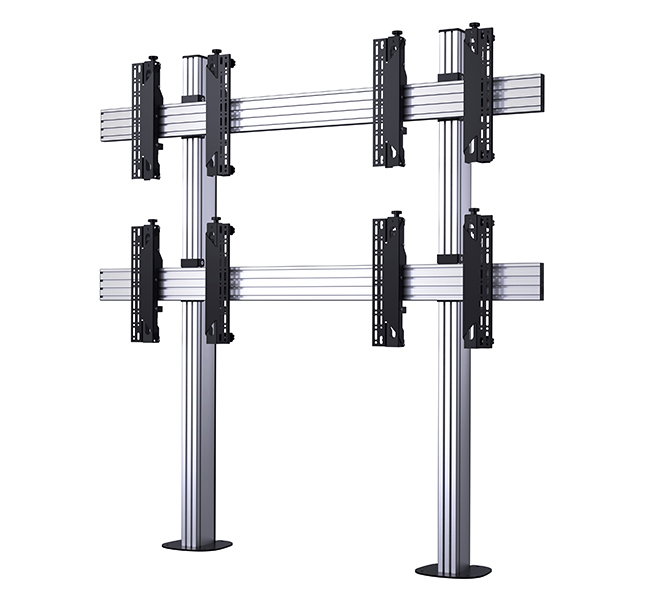 Monitor Mount - Wall - With Micro-adjustment - Universal 2 X 2 - Black / Silver Columns