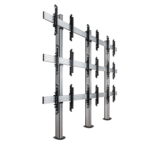 Monitor Mount - Wall - Micro-adjustment - Universal 3 X 3 - Black / Silver Columns