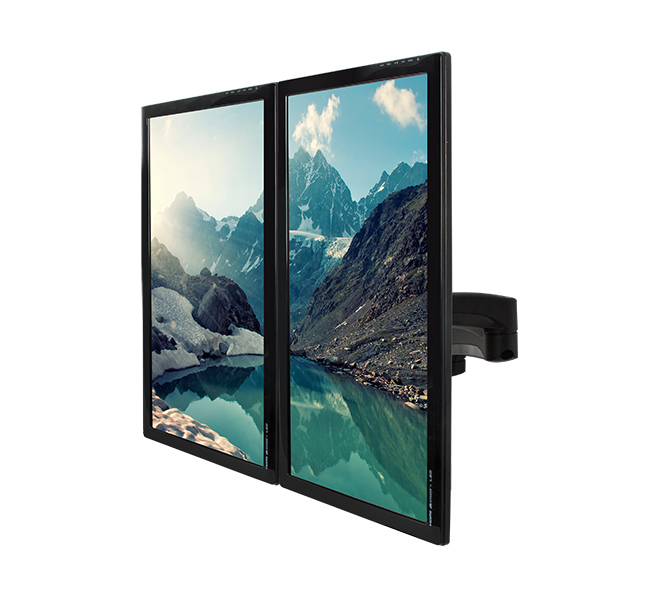 Twin Screen LCD Desk Mount Double Arms Black