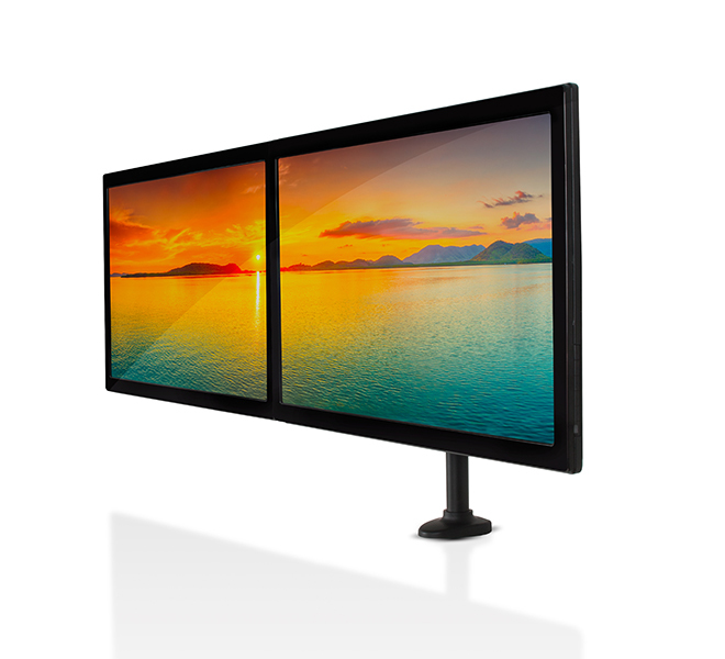 Twin Screen LCD Desk Mount Double Arms Black