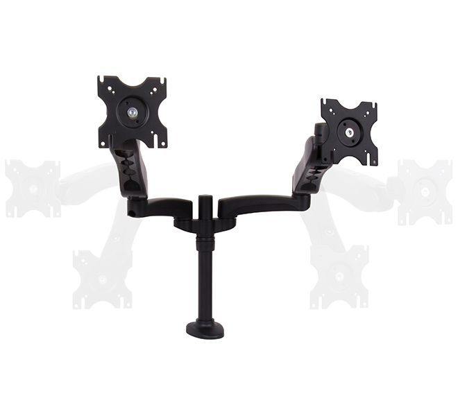 Full Motion Twin Desk Mount Double Arms Graphite Black