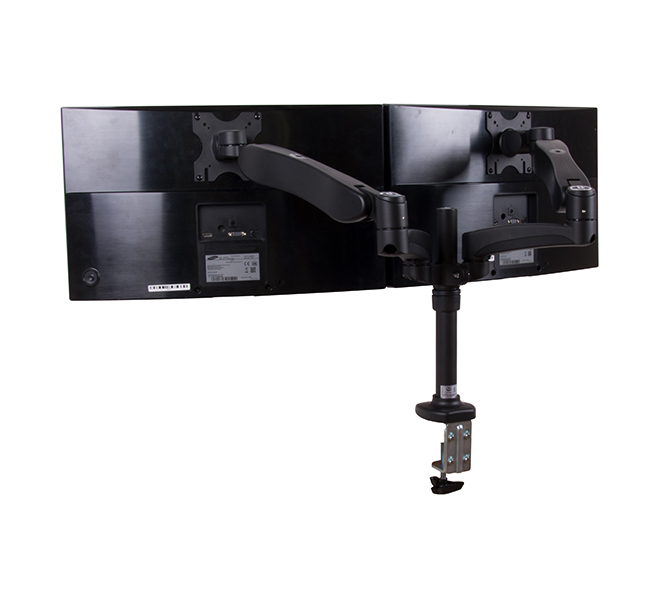 Full Motion Twin Desk Mount Double Arms Graphite Black