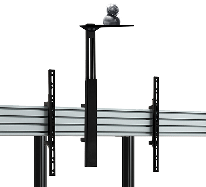 Universal Twin Screen Vc Trolley With Webcam Shelf (vesa 400) - 1.6m 50mm Poles