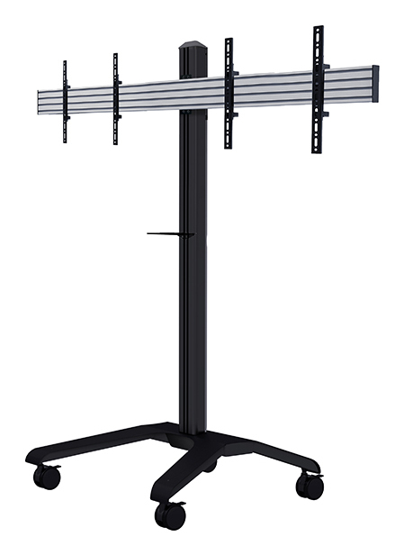 Universal Twin Screen Vc Trolley, Includes Vc Shelf, 39in - 46in, 40kg, 1318mm, Black