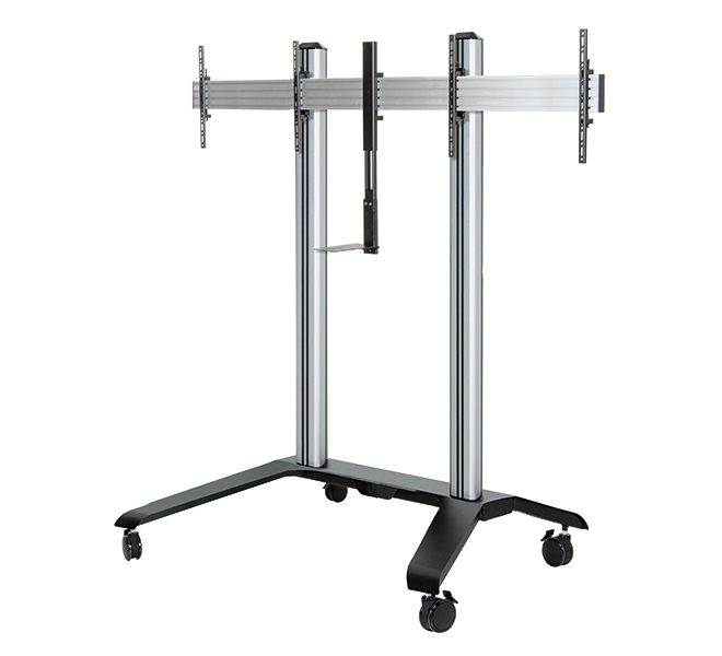 Universal Twin Screen Vc Trolley (vesa 600 X 400), Black & Silver