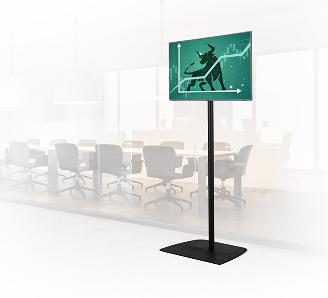 Medium Flat Screen Single Pole Floor Stand, Up To 47in, 25kg, Black