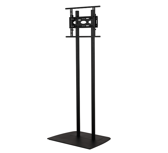Monitor Mount - Large Flat Screen Twin Pole Floor Stand - 1 Monitor - 70in - Black