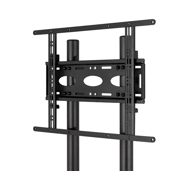 Monitor Mount - Large Flat Screen Twin Pole Floor Stand - 1 Monitor - 70in - Black