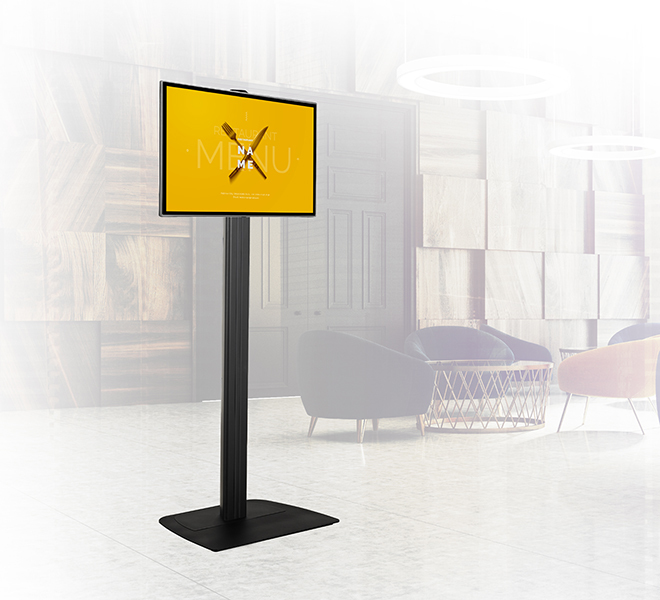 Medium Flat Screen Single Column Floor Stand, Up To 47in, 35kg, Black