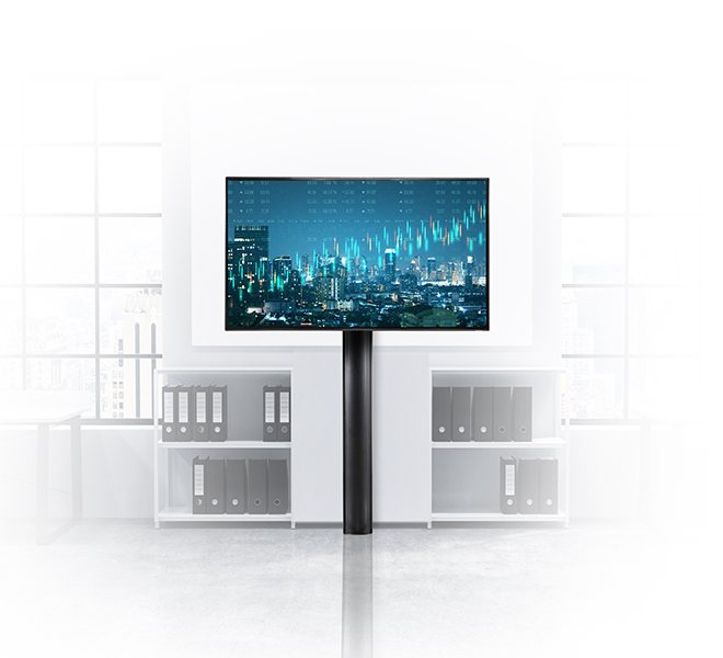 Premium Floor-to-wall Single Screen Uc Stand (vesa 600 X 400) - 1.4m , Black & Silver