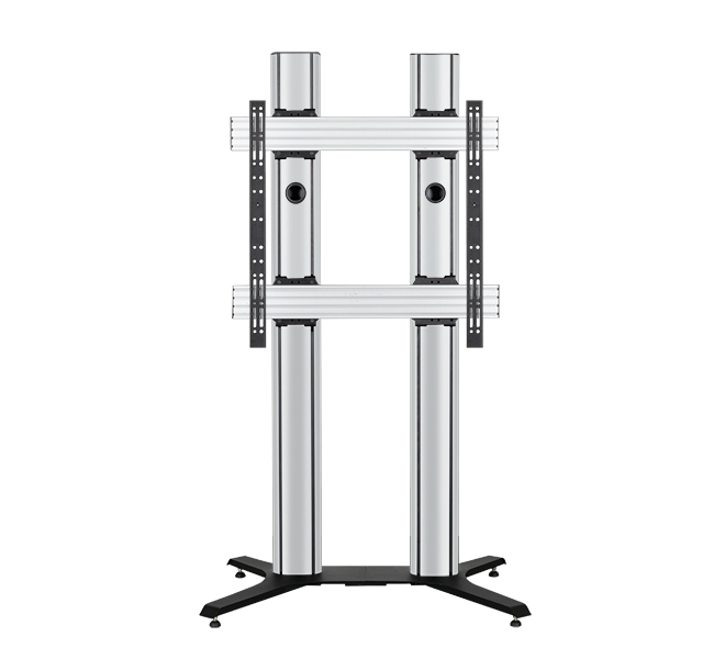 Monitor Mount - Premium Floor-to-ceiling Single Screen Uc Stand - 1 Monitor - 39-75in - Black / Silver