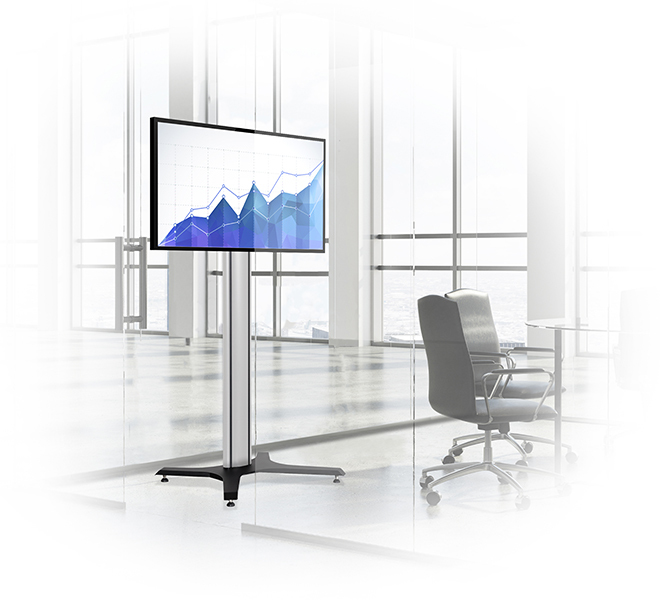 Monitor Mount - Premium Freestanding Single Screen Uc Stand -  1 Monitor - 39-75in - 2m - Black / Silver