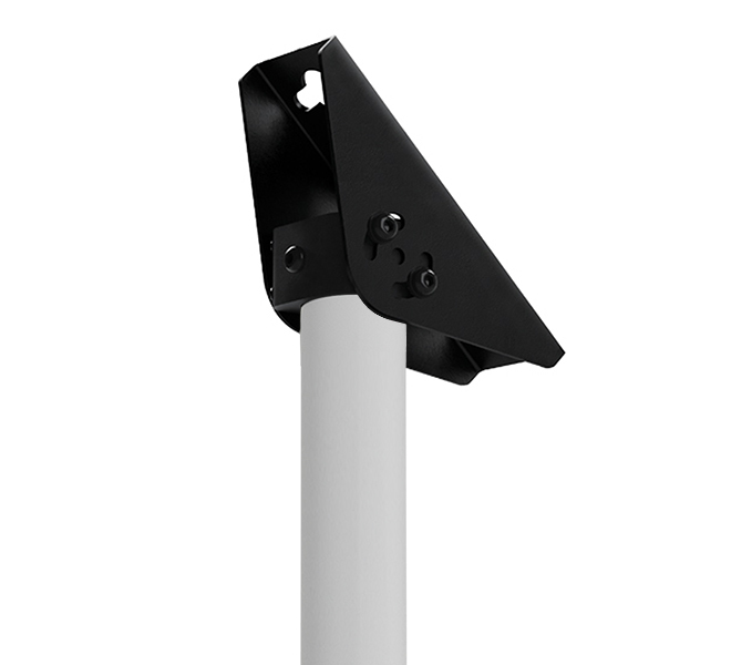 Fixed Drop Projector Ceiling Mount With  Micro-adjustment - Black With White Pole And Mount - 0.5m Pole