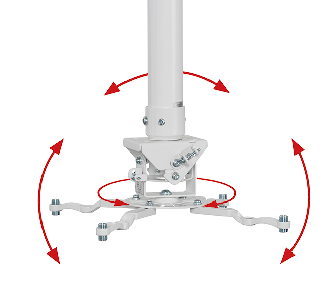 Fixed Drop Projector Ceiling Mount With  Micro-adjustment - Black With White Pole And Mount - 0.5m Pole