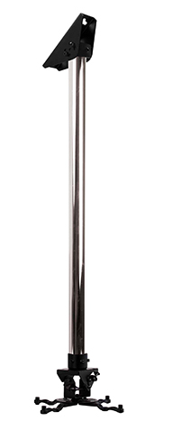 Fixed Drop Projector Ceiling Mount With Micro-adjustment - 3m  Chrome Pole Black