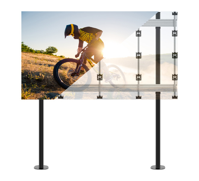 Monitor Mount - Bolt Down Stand For Infled Wp Series 4x4 Dvled Videowall -  Black Base W/ Black Columns