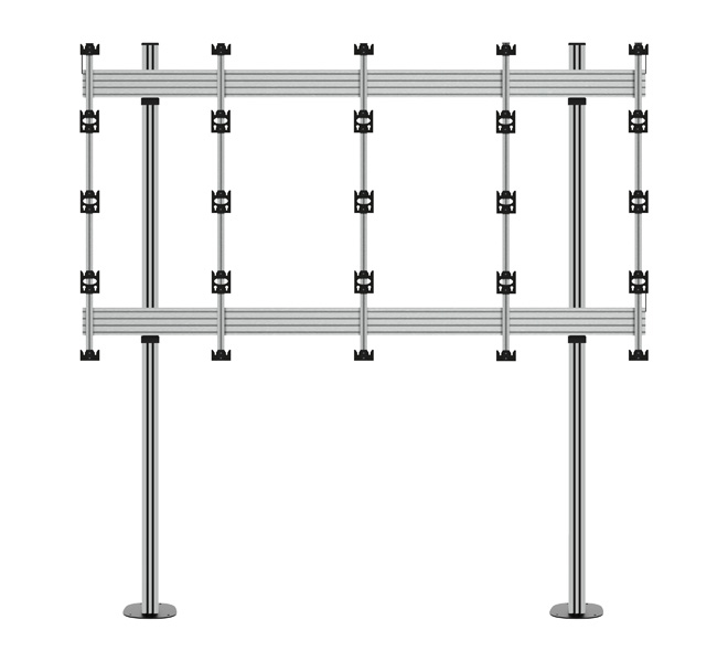 Monitor Mount - Bolt Down Stand For Infled Wp Series 4x4 Dvled Videowall - Black Base W/ Silver Columns B