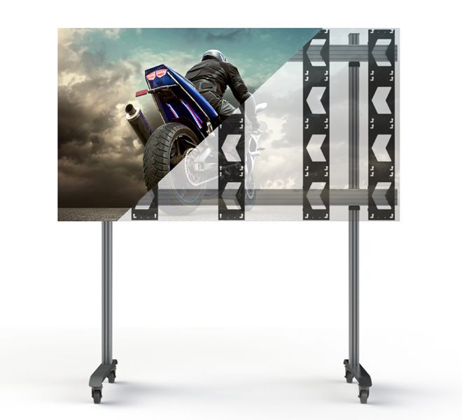Mobile Stand For Unilumin Upanels 4x4 Dvled Videowalls, Black & Silver