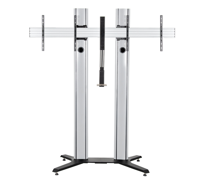 Monitor Mount - Premium Freestanding Twin Screen Vc Stand - 2 Monitors - 2m Black / Silver