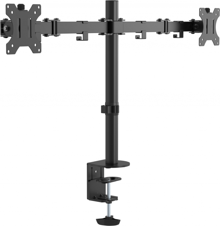 Dual Monitor Desk Post Mount - Black