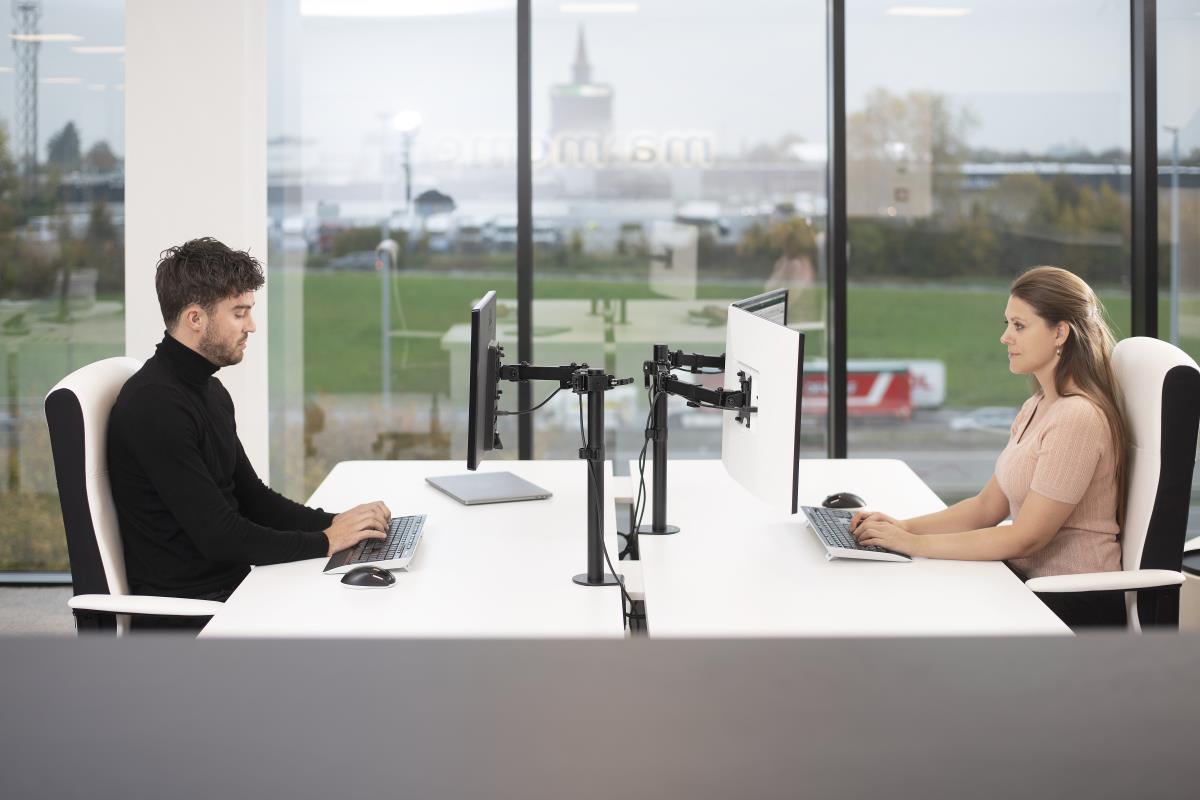 Dual Monitor Desk Post Mount - Black