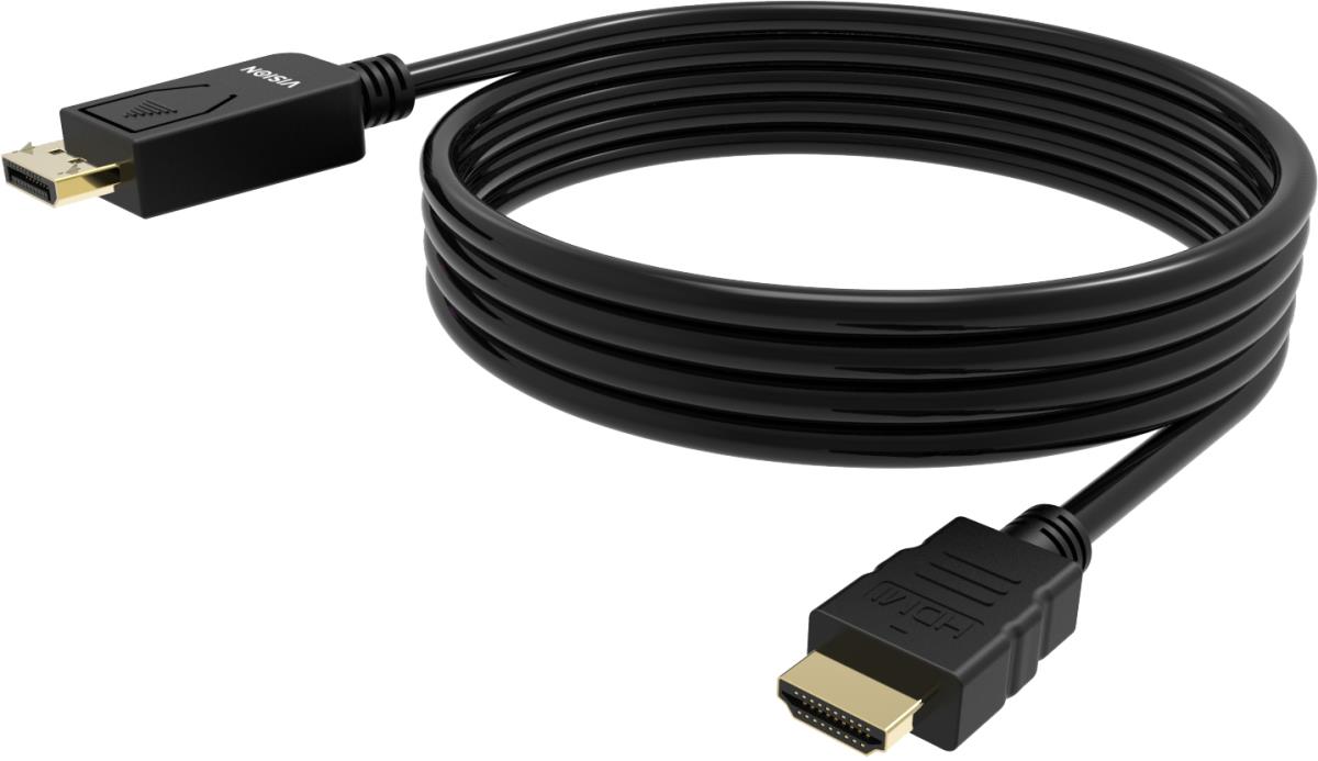 2m Black Dp To Hdmi Cable