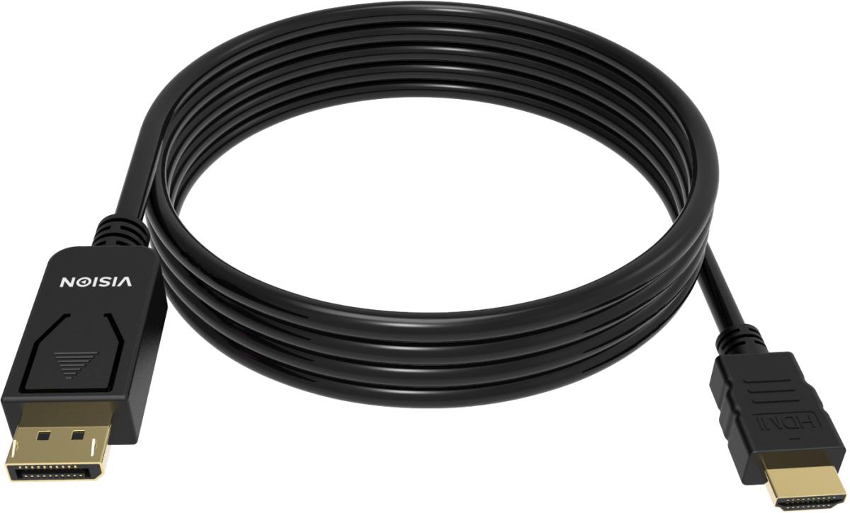 2m Black Dp To Hdmi Cable