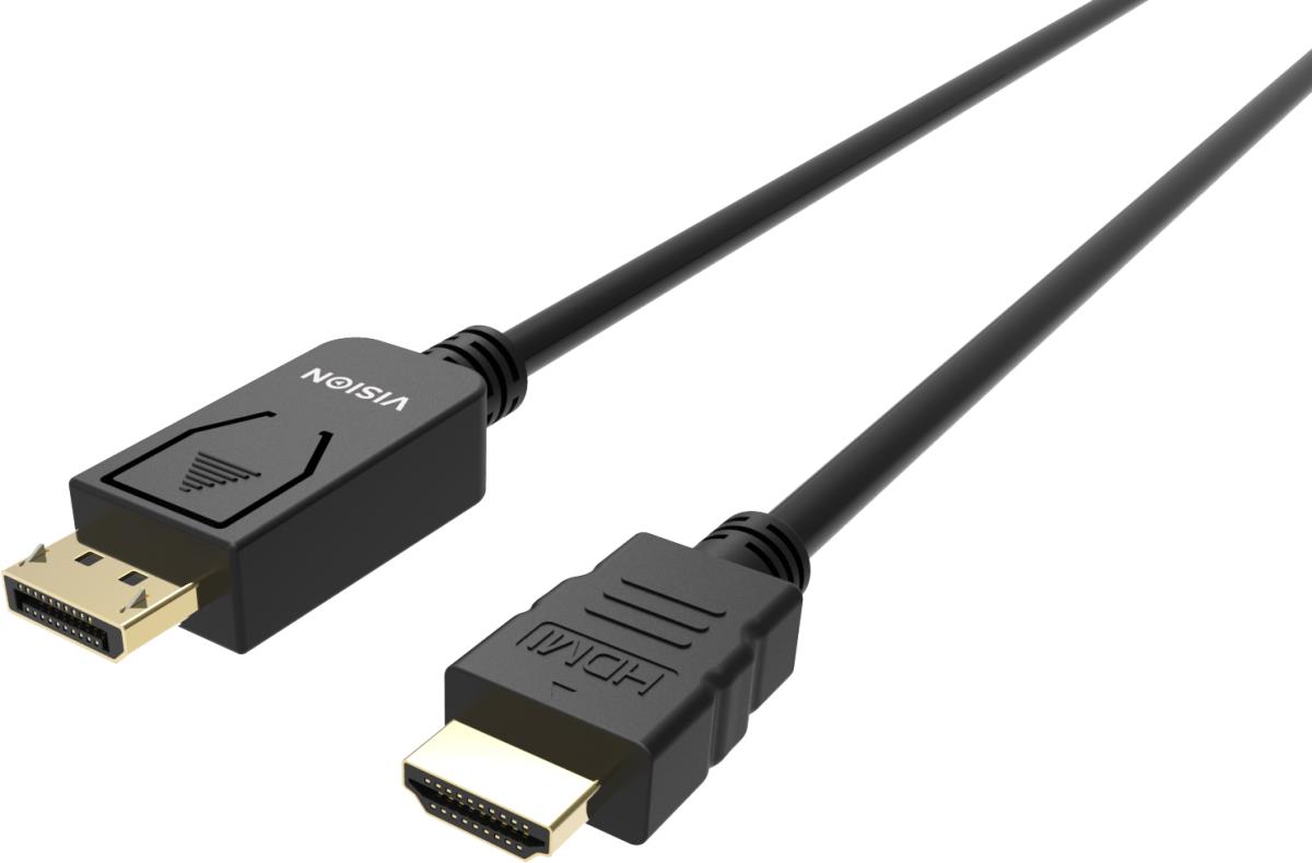 2m Black Dp To Hdmi Cable