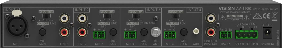 Vision 2x50w Mixer Amplifier - 4 Inputs