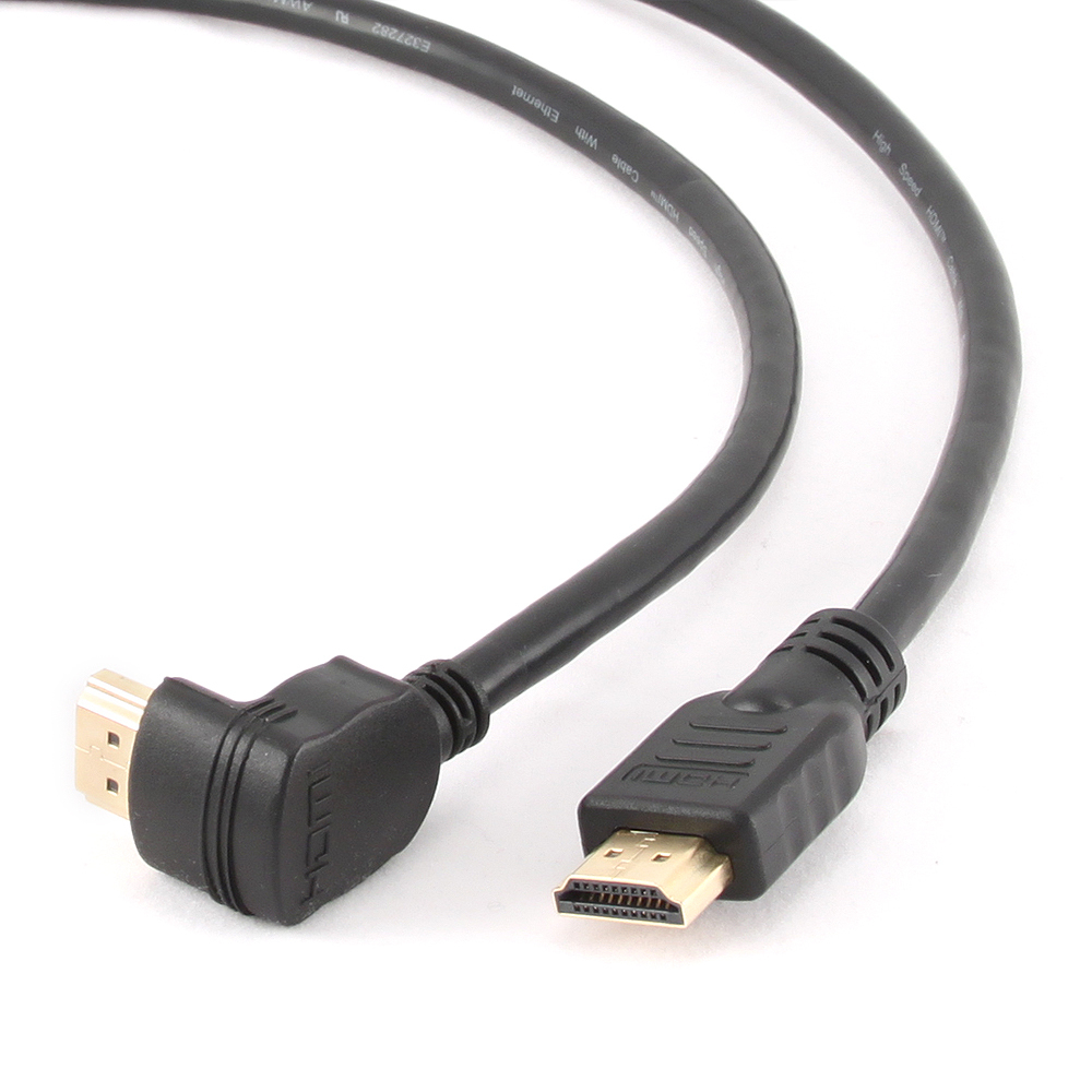 HDMI v.1.4 90 Degrees Male To Straight Male Connectors Cable 19 Pins Gold-plated Connectors 2.0m