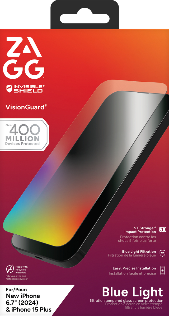 Glass Elite VisionGuard Screen Protector 6.7in For Apple iPhone 16 Plus/15+