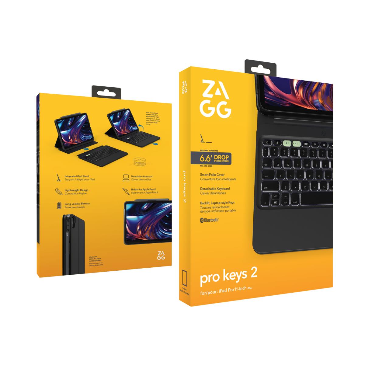 Pro Keys 2 Keyboard & Case For Apple iPad Pro 11 (m4) - Black - Azerty Belgian