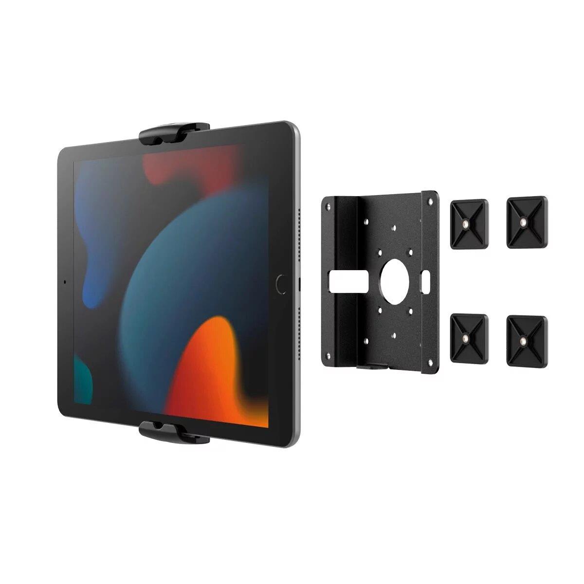 Glass Mount Bracket with Security Slot + Universal Tablet Wall Mount - Cling VESA - Black