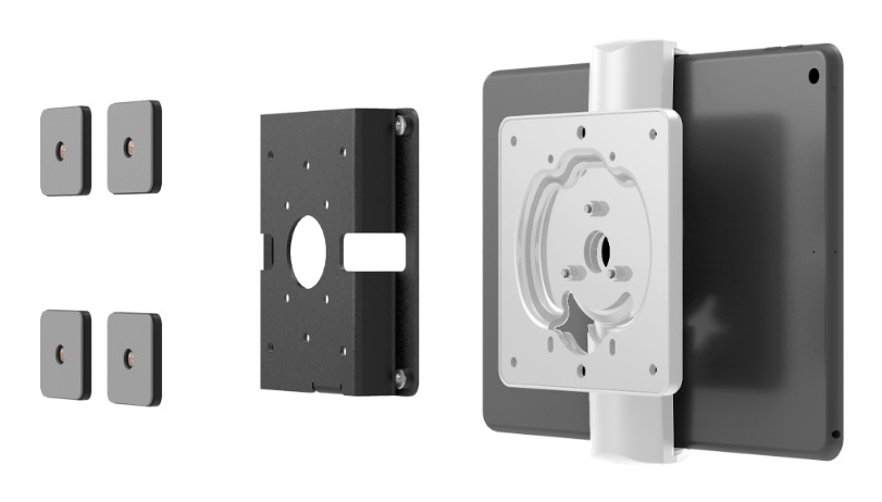 Bundle / Glass Mount Bracket with Security Slot + Universal Tablet Wall Mount - Cling VESA - White