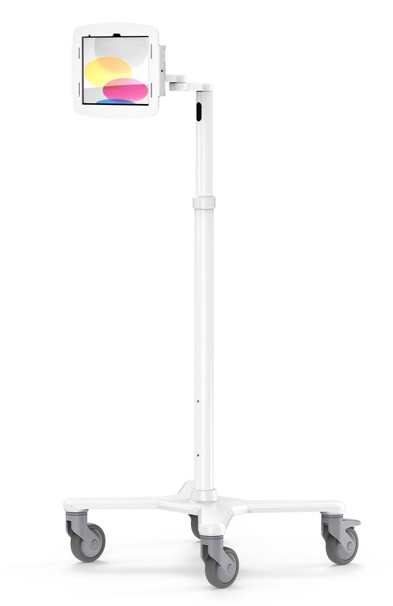 Bundle / Premium Medical Rolling Cart + Space, Enclosure for iPad 10th-11th (A16) Gen - White