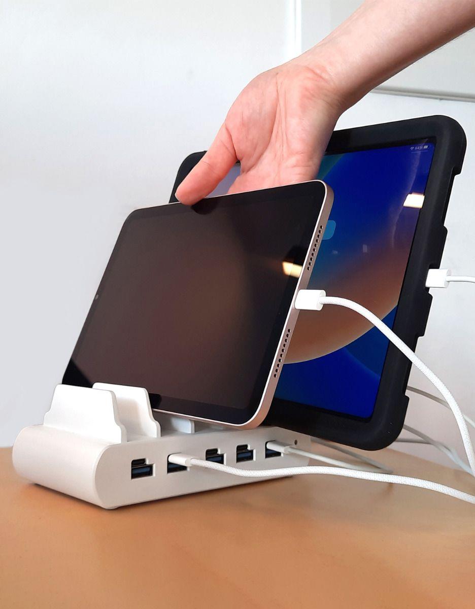 USB and USB-C 5-Port Multiple Tablet Charging Station - EU Plugs