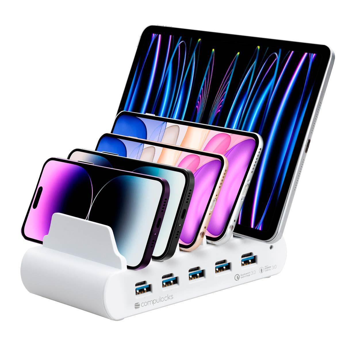 USB and USB-C 5-Port Multiple Tablet Charging Station - UK Plugs