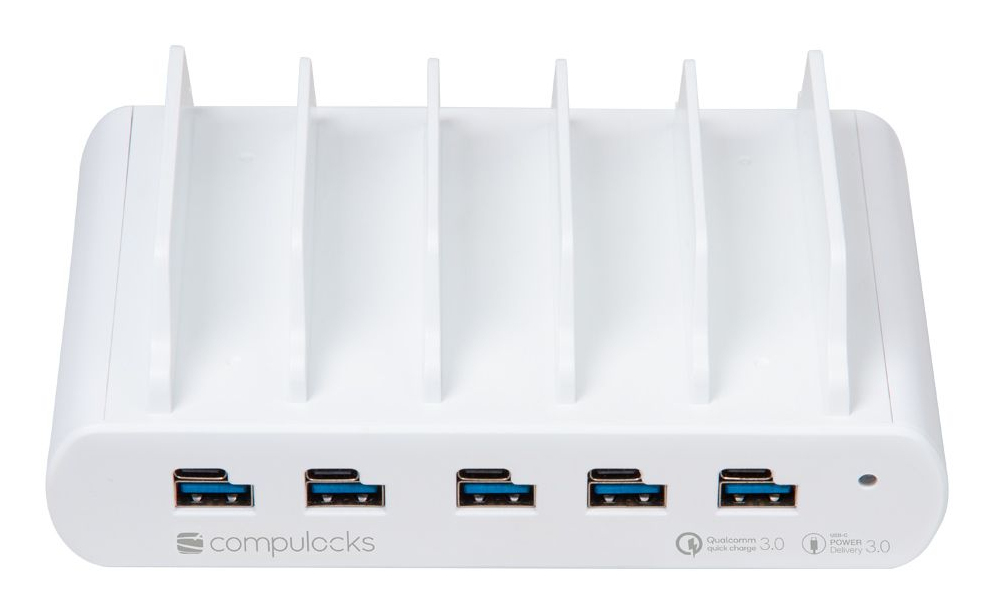 USB and USB-C 5-Port Multiple Tablet Charging Station - UK Plugs