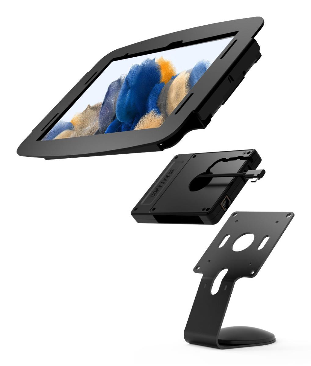 Bundle / VESA Fixed 45 Degree Core Counter Stand or Wall Mount + Space Enclosure + Plus Hub VESA Box for Galaxy Tab A8 10.5in - Black