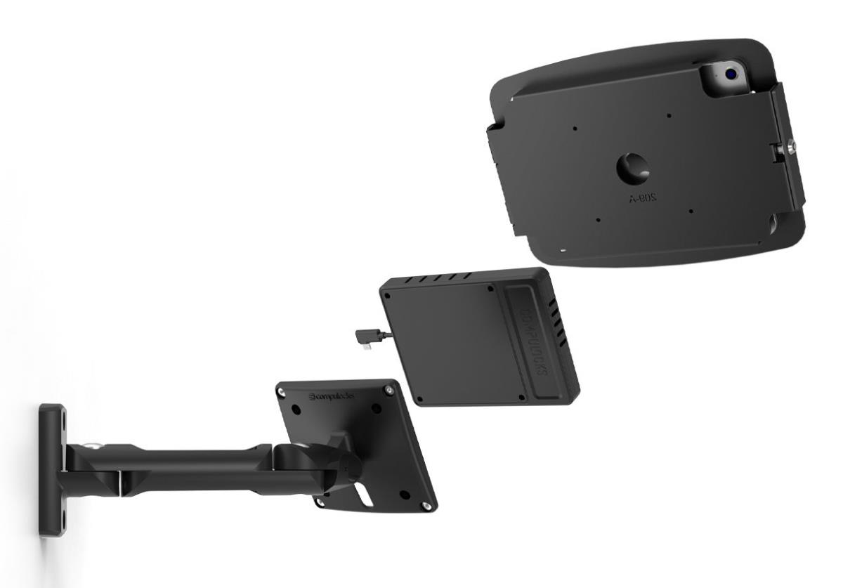 Bundle / Swing Wall Mount Arm + Space Enclosure + Plus Hub VESA Box for Galaxy Tab A8 10.5in - Black