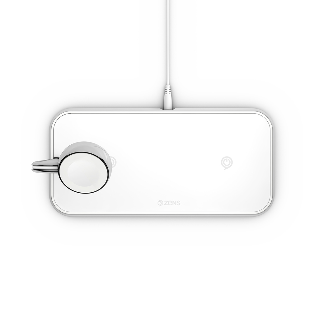 Wireless Qi Charger Aluminium Dual 10w + Watch White For Apple