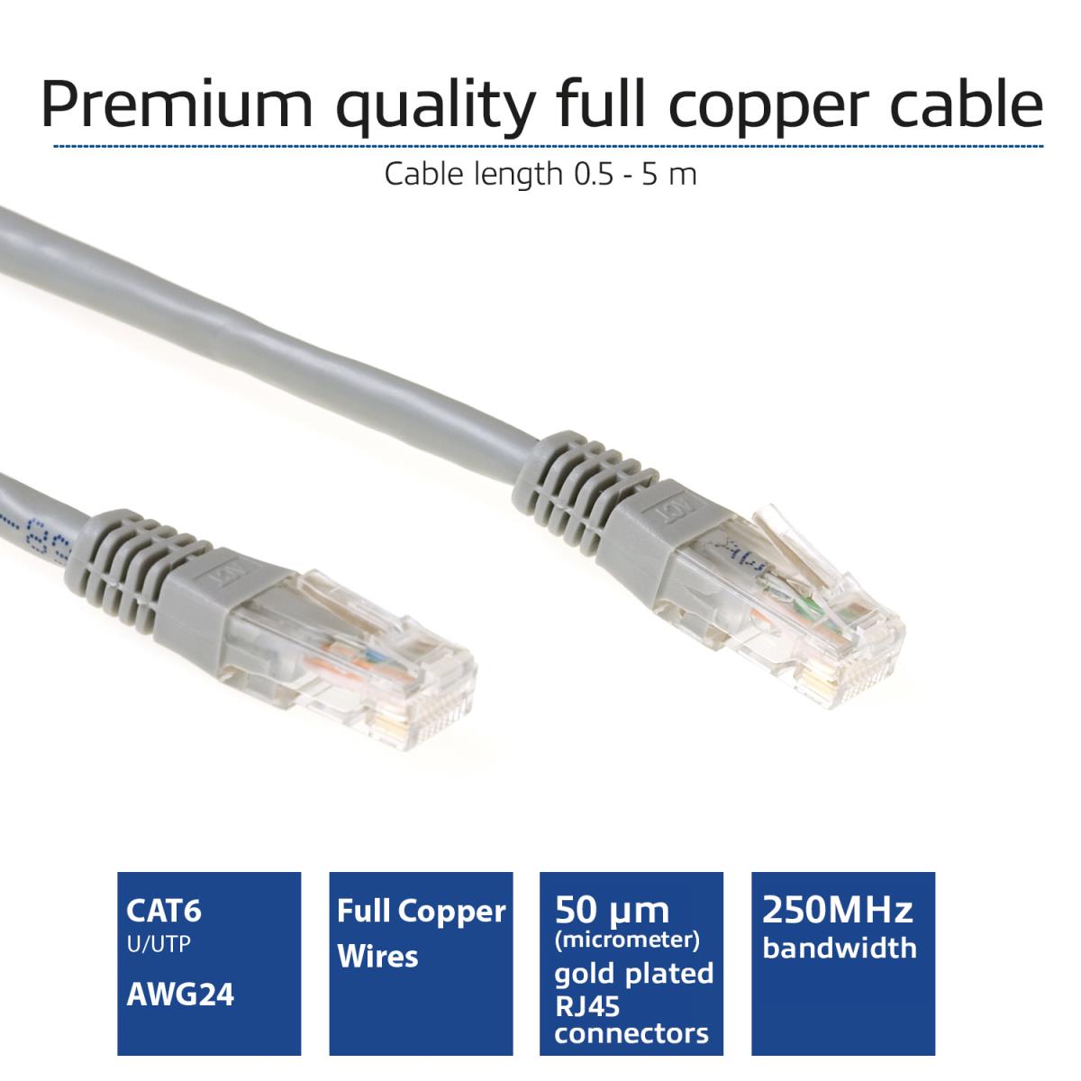 Patch cable - CAT6 - Utp - 2m -  Grey