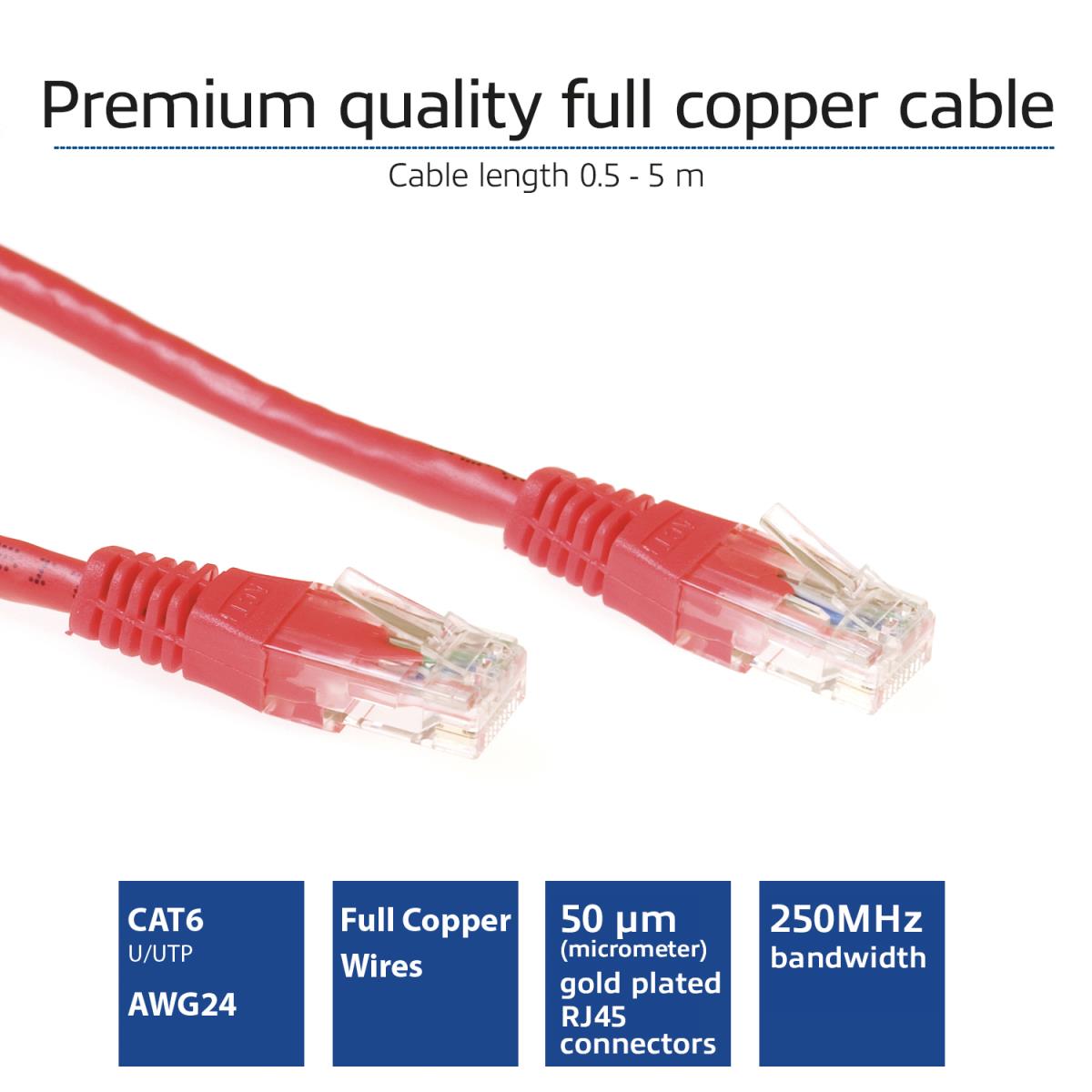Patch cable - CAT6 - Utp - 2m - Red