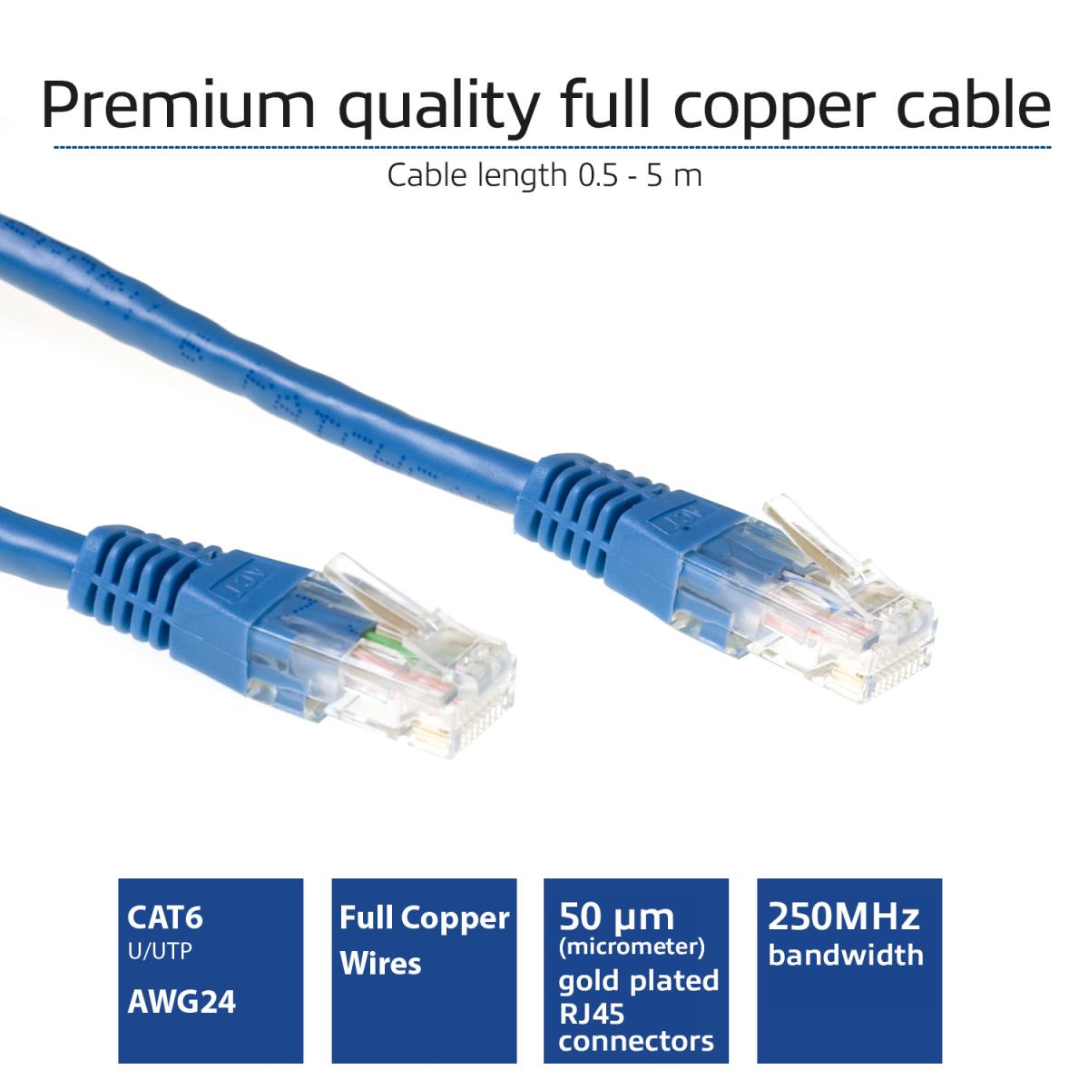 Patch cable - CAT6 - Utp - 2m - Blue
