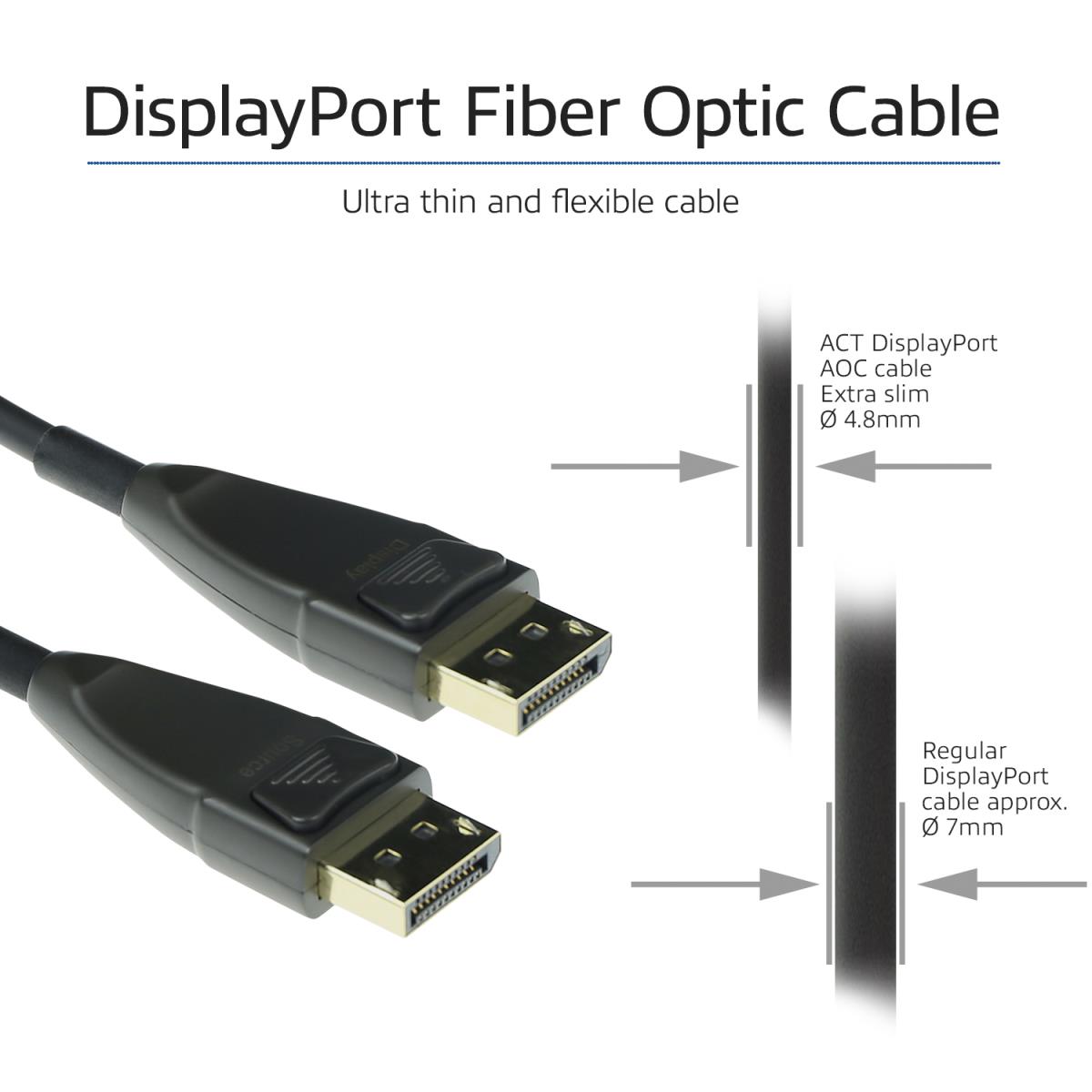 DisplayPort Hybrid Fiber/copper Cable Dp Male To Dp Male - 30m