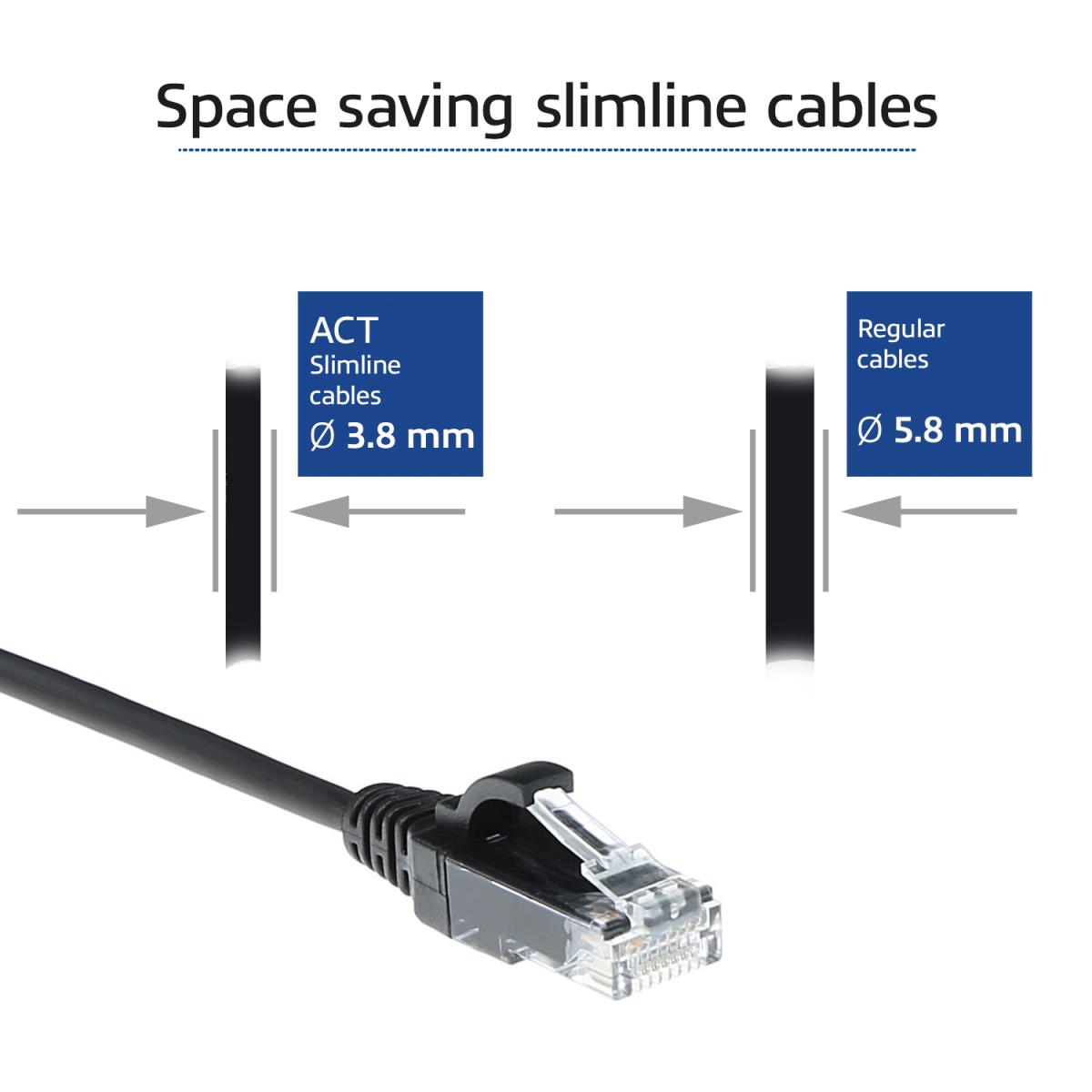 Slimline Patch Cable - CAT6 - U/UTP - 1m - Black